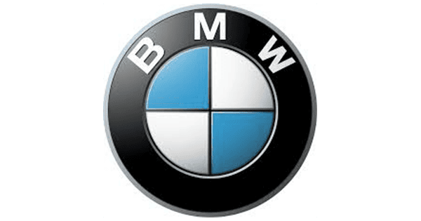 BMW-Logo mit schwarz-weißer Umrandung und blau-weißen Vierteln.